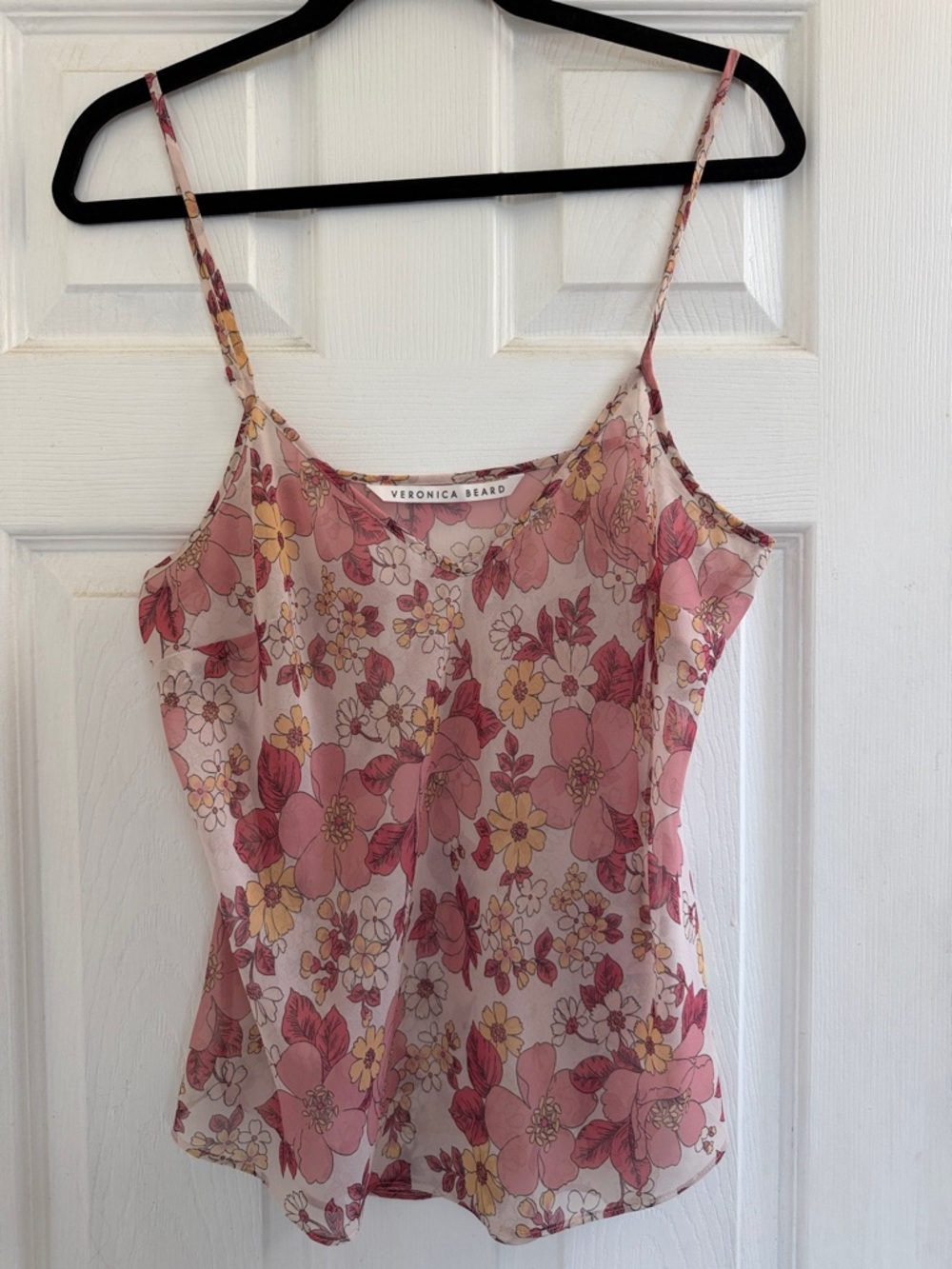 Veronica Beard Pink & Yellow Floral Silk Cami
